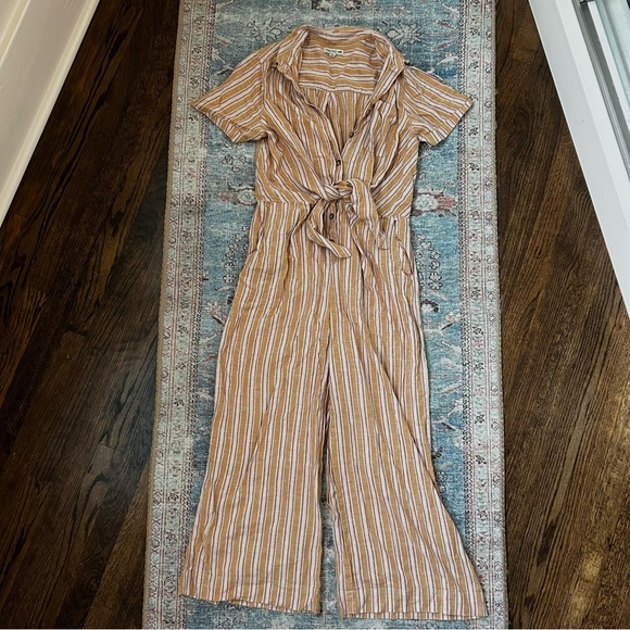 Toad&Co Taj Short Sleeve Jumpsuit in Sunset Stripe | size small - Picture 1 of 7